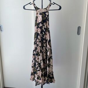 Backless Floral Halter Neck Dress